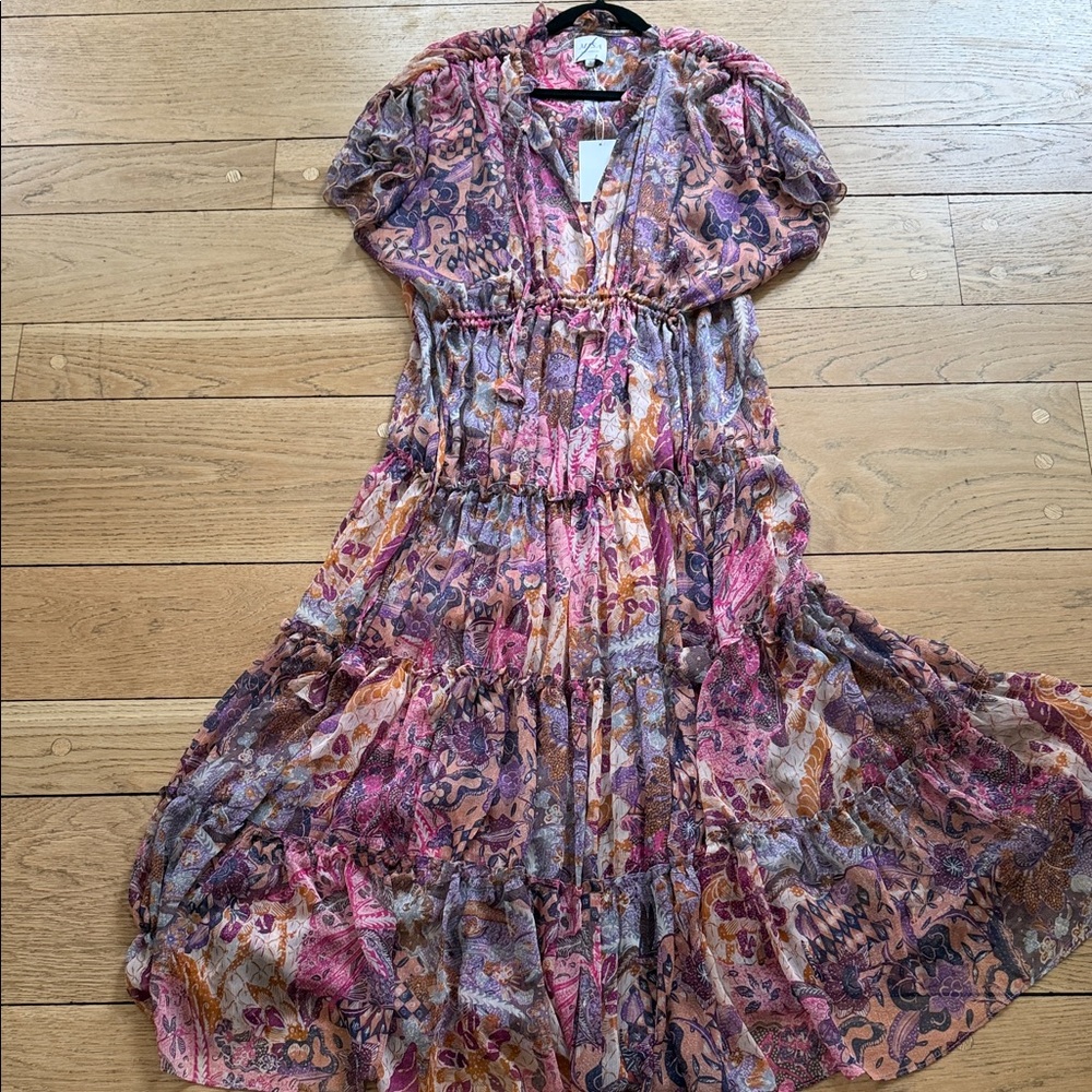 Misa Los Angeles Pink & Purple Tiered Maxi Dress
